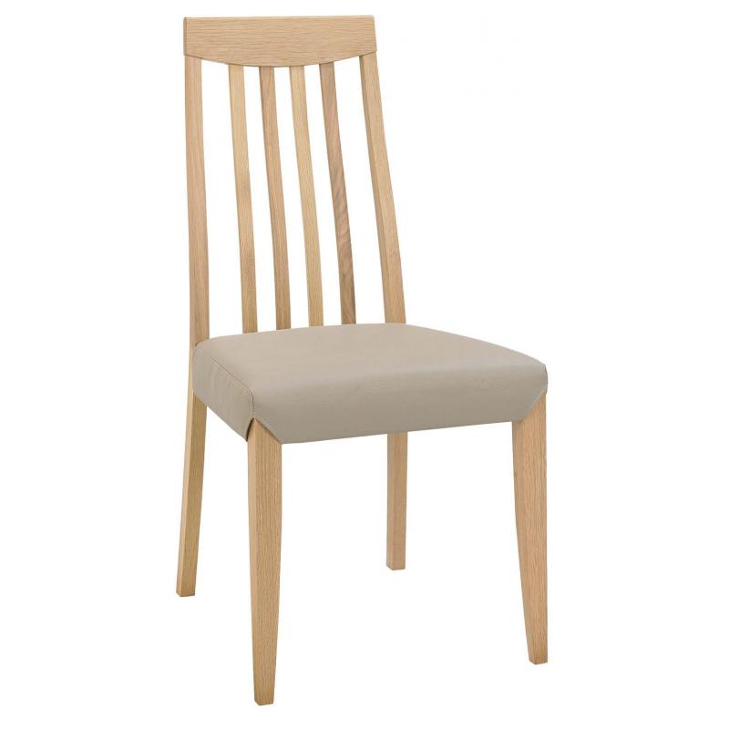 Alesund Oak High Back Slat Chair With Leather Seat